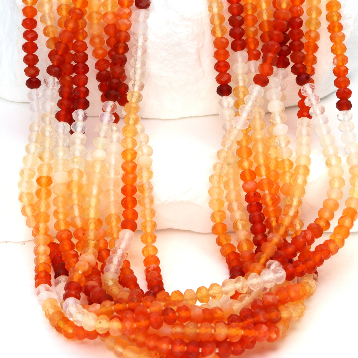Ombre Mexican Fire Opal 3mm Faceted Rondelles Bead Strand