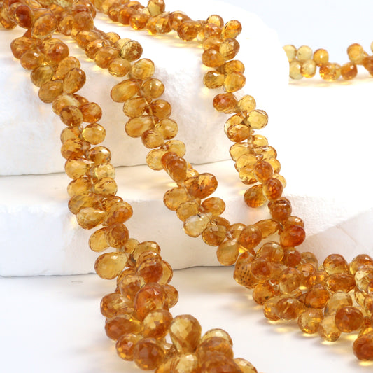 Orange Madeira Citrine 7x5mm Faceted Teardrop Briolettes