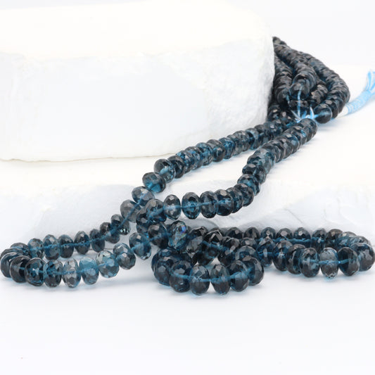 London Blue Topaz 5mm - 7mm Faceted Rondelles Bead Strand