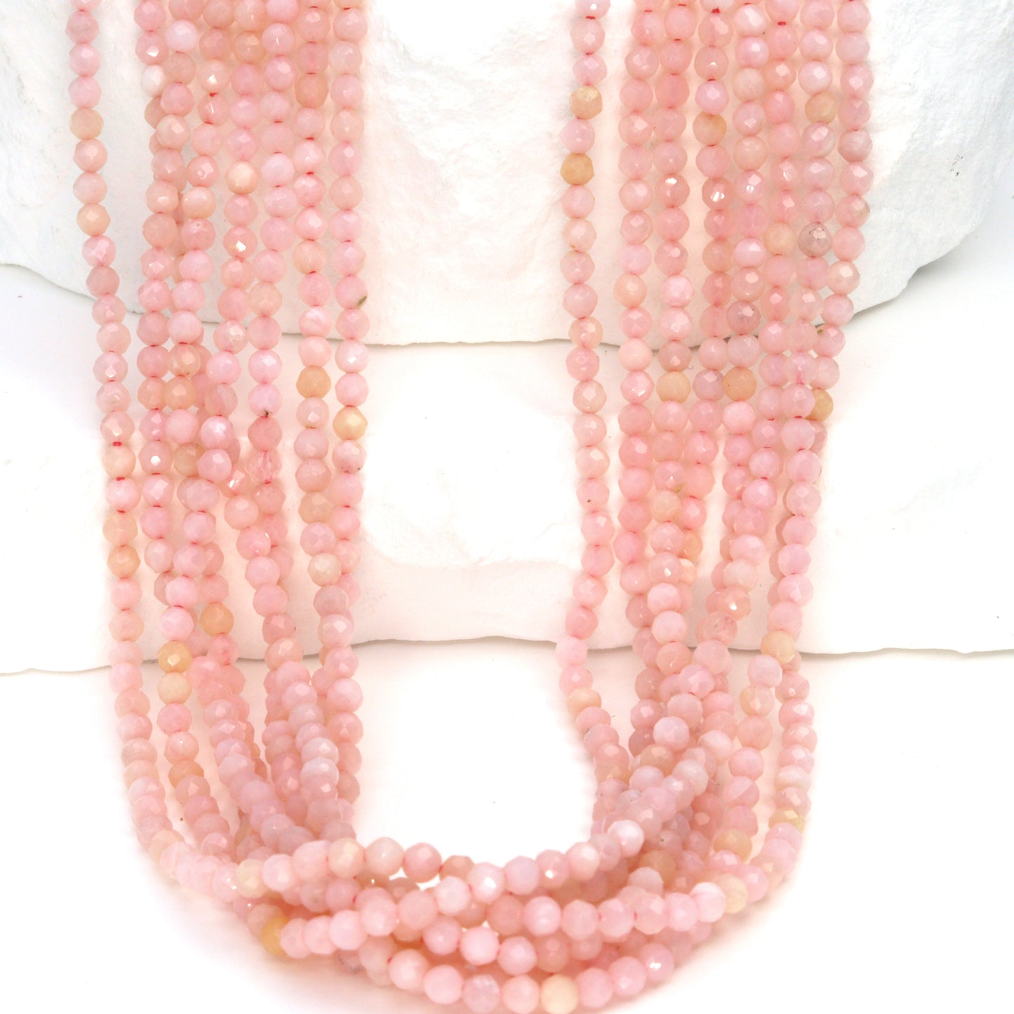 Pink Opal 2.5mm Faceted Rounds Bead Strand