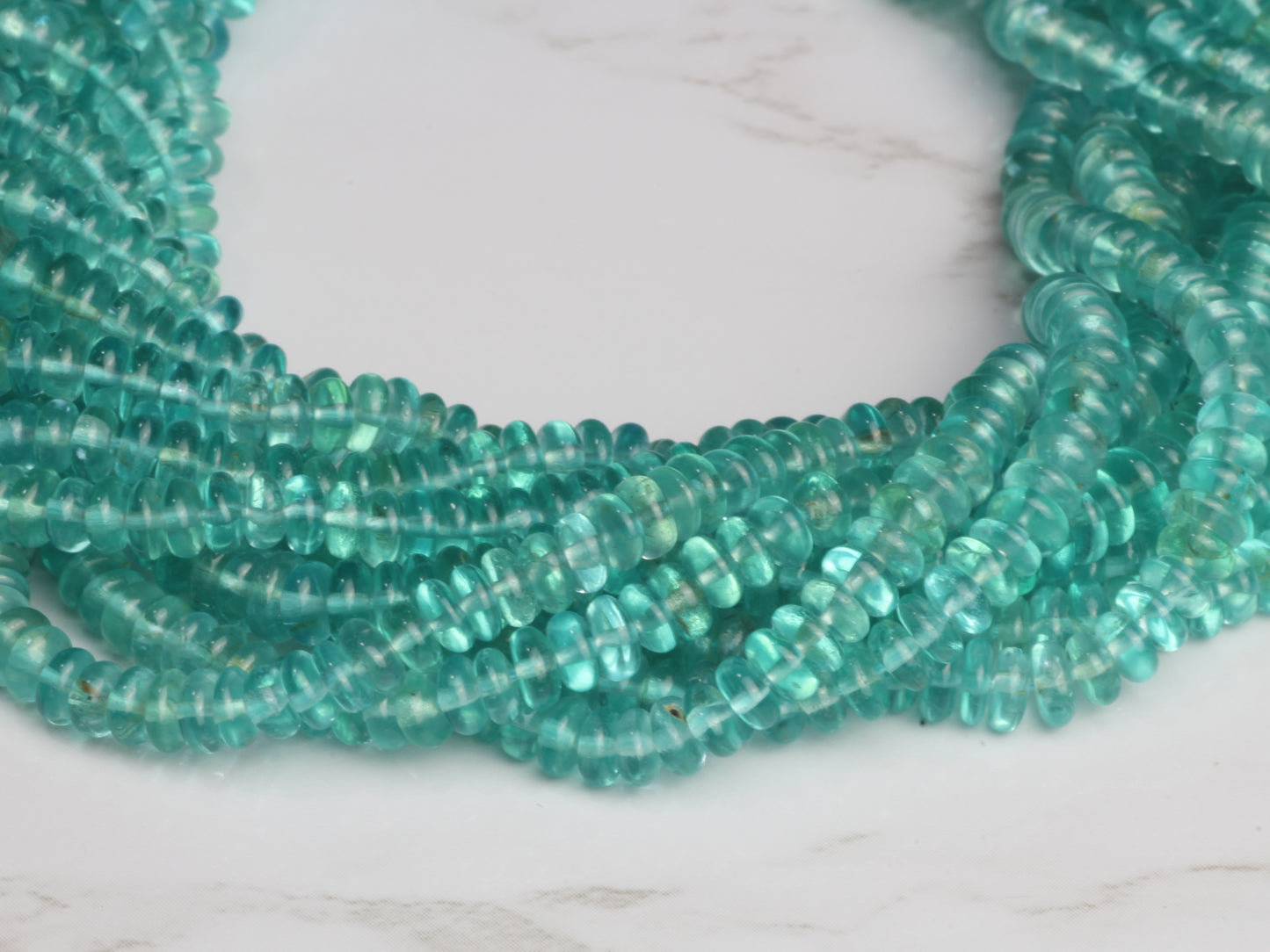 Sea Blue Apatite 4mm Smooth Rondelles