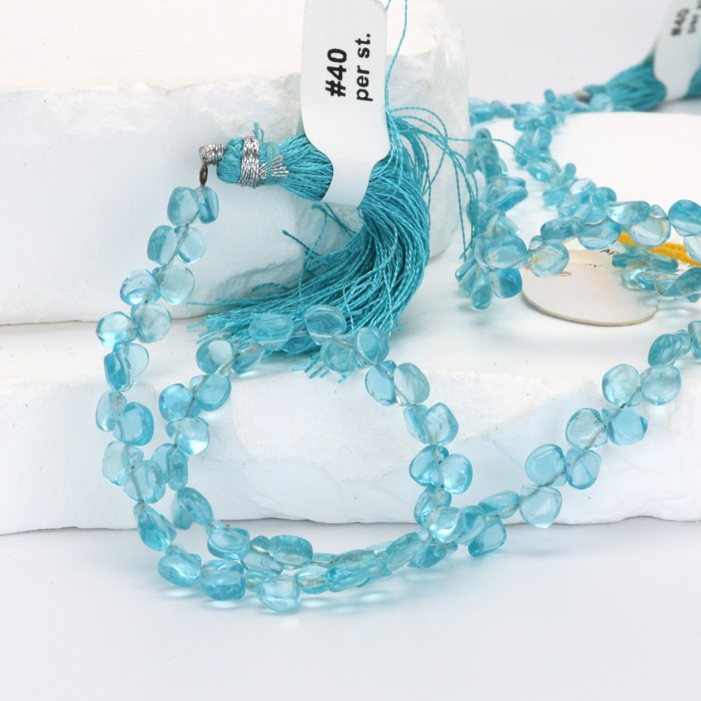 Sea Blue Apatite 4mm Smooth Heart Shaped Briolettes