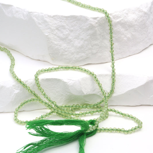 Green Peridot 2mm Faceted Rounds Bead Strand