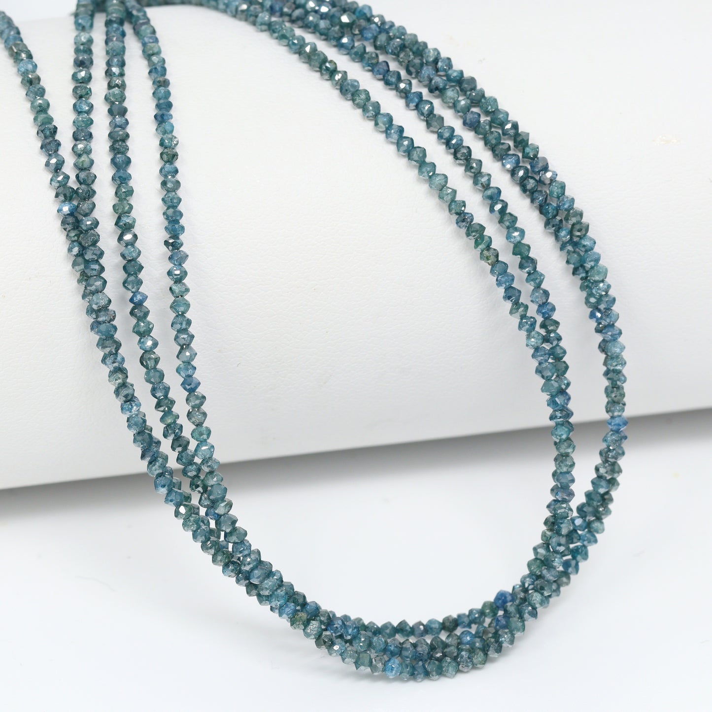 Blue Diamond 1.7mm – 2.4mm Hand Faceted Rondelles Bead Strand