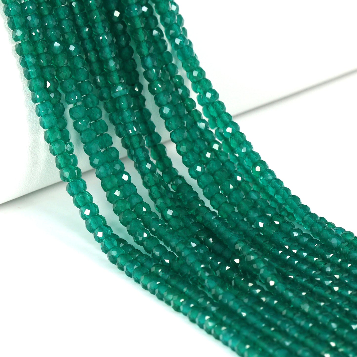 Green Onyx 3mm Faceted Rondelles Bead Strand