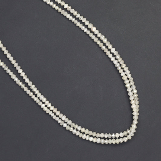 Gray Diamond 1.9mm - 2.2mm Hand Faceted Rondelles Bead Strand