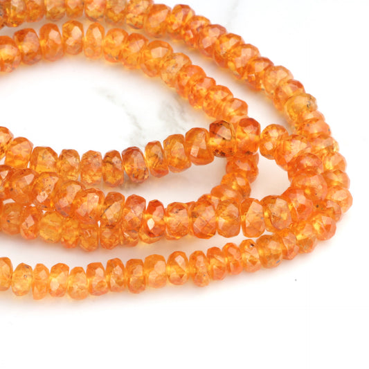 Spessartite Garnet 4mm - 4.5mm Hand Faceted Rondelles Bead Strand