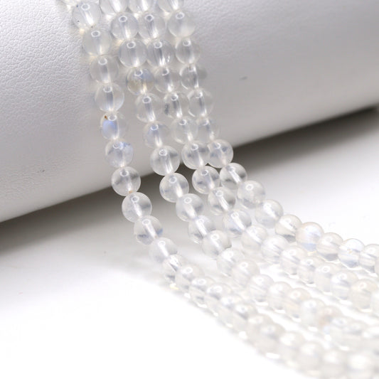 Blue Rainbow Moonstone 4mm Smooth Rounds Bead Strand