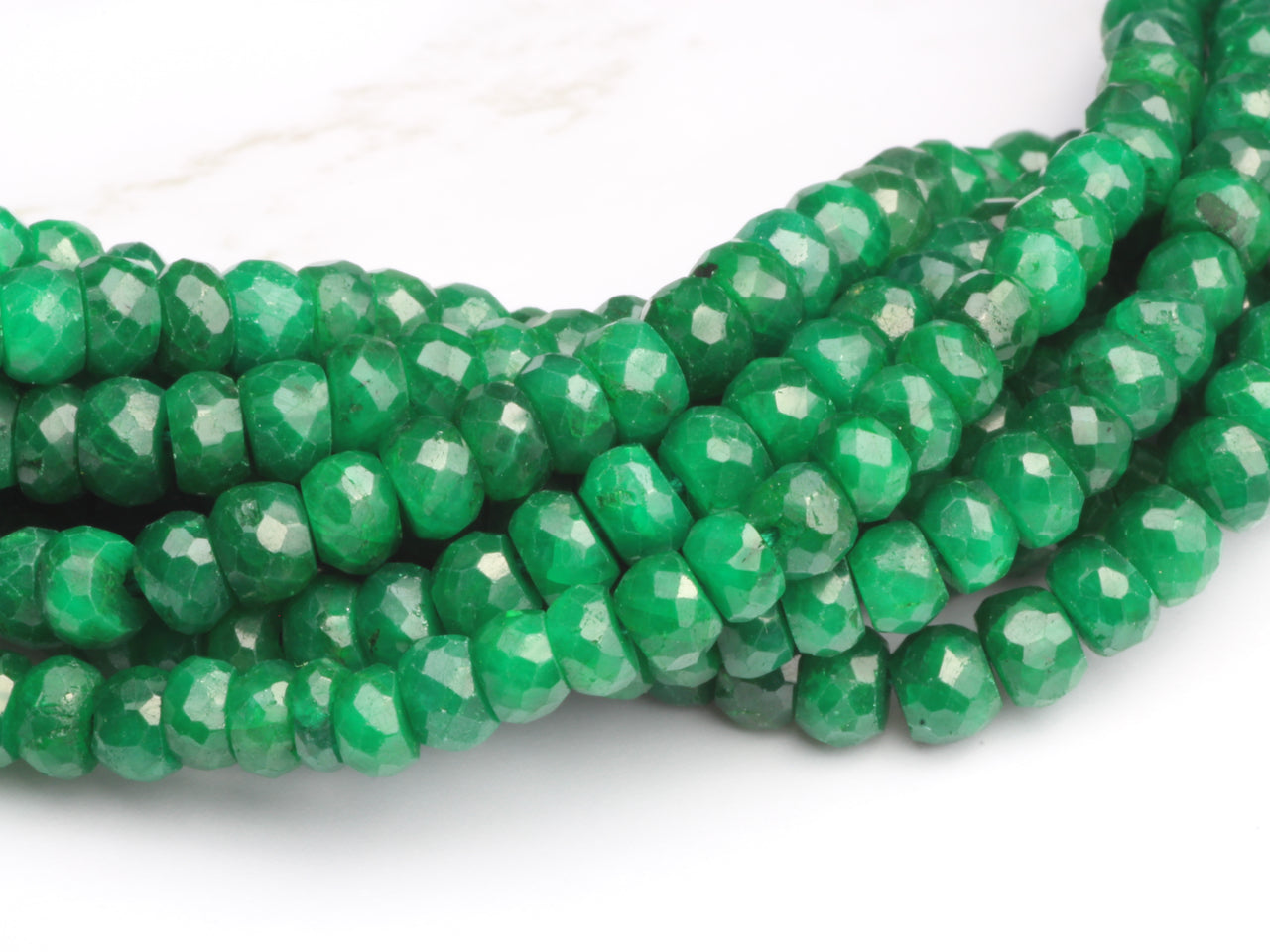 Green Emerald 4mm Faceted Rondelles