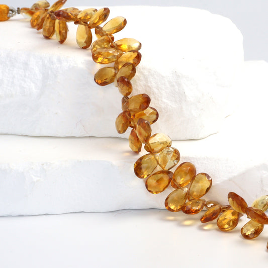 Orange Madeira Citrine 9x6mm Faceted Pear Shaped Briolettes Bead Strand