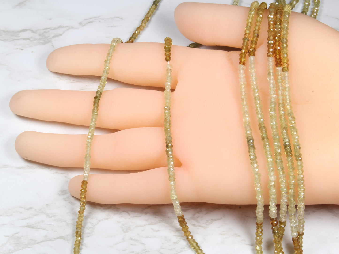 Ombre Green Grossular Garnet 3mm Faceted Rondelles
