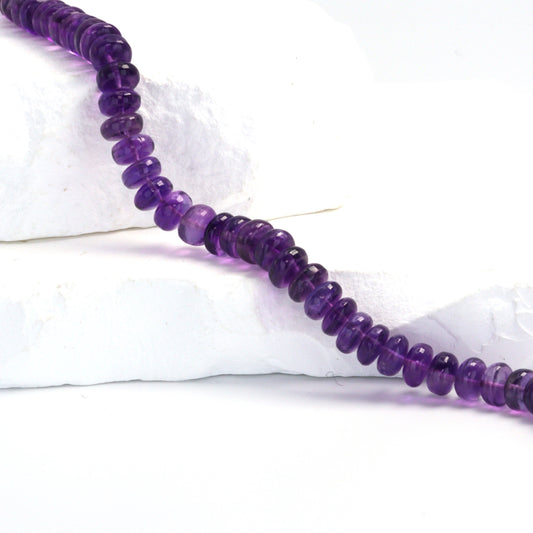 Purple Amethyst 7mm Smooth Rondelles