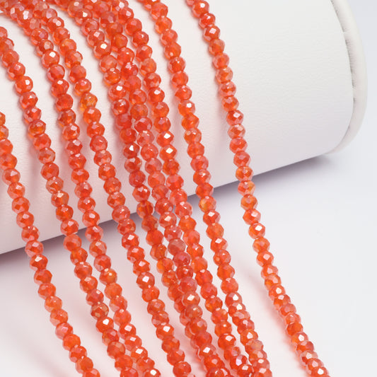 Coated Orange Carnelian 3mm Faceted Rondelles Bead Strand