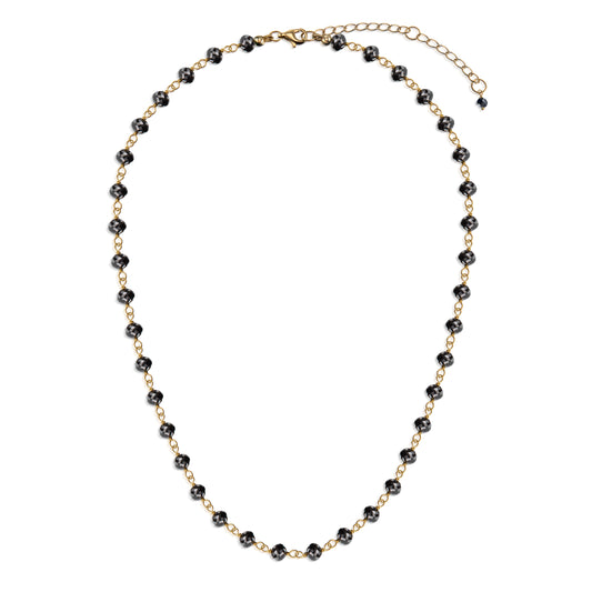18K Black Diamond Rosary Beads Necklace