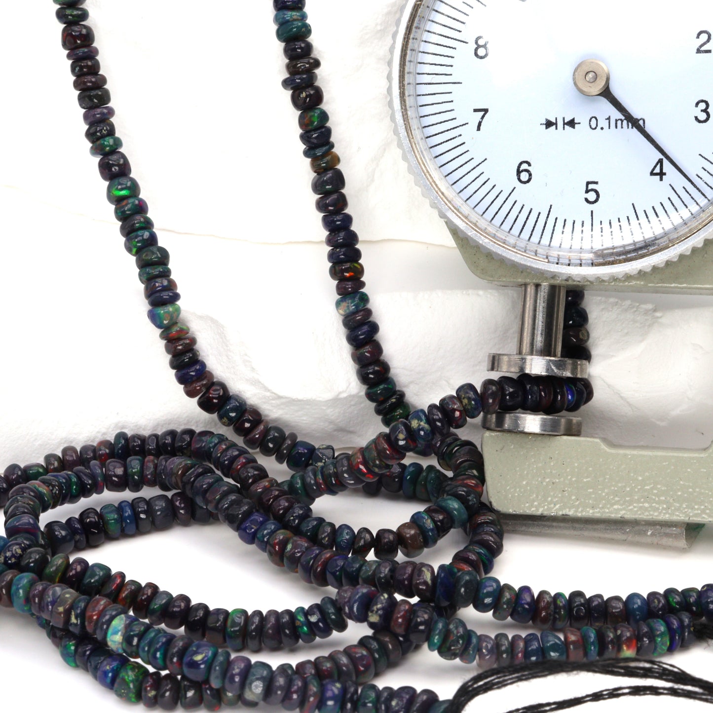 Black Ethiopian Opal 3.5mm Smooth Rondelles Bead Strand