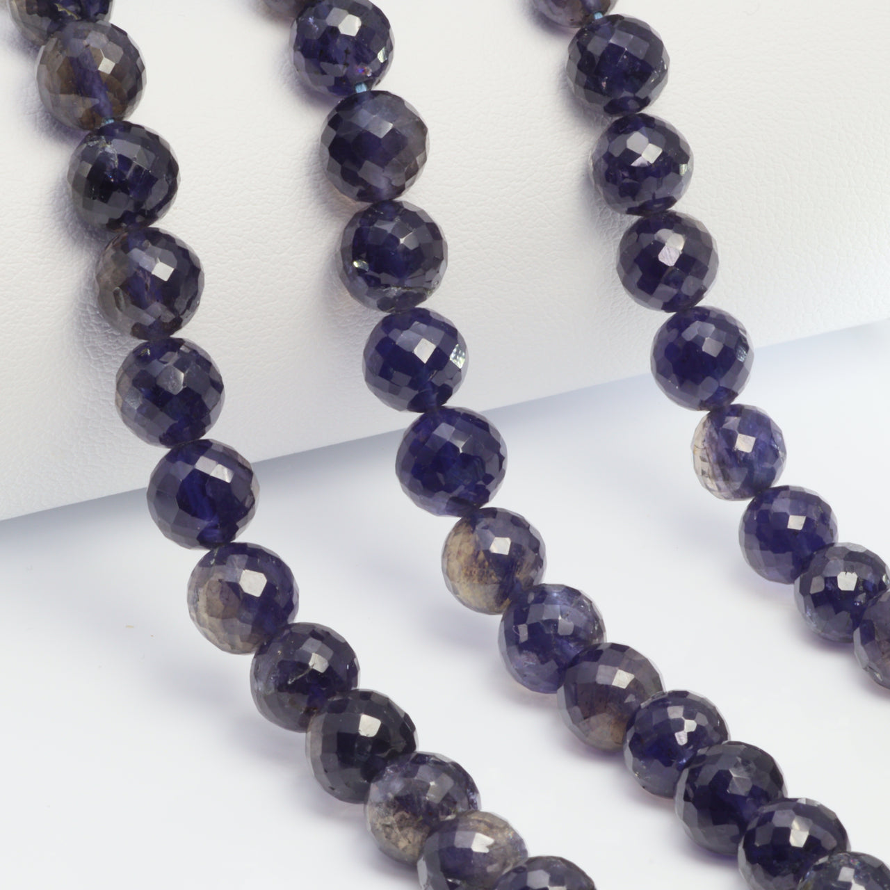 Blue Iolite 8mm Faceted Rounds Bead Strand