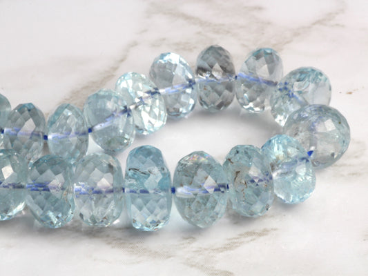 Blue Aquamarine 6mm Faceted Rondelles