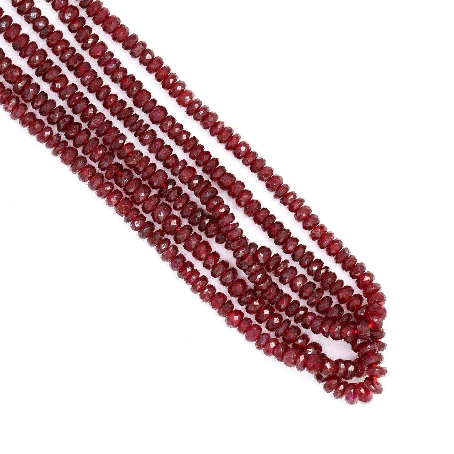 Red Ruby 3.5mm Hand Faceted Rondelles Bead Strand