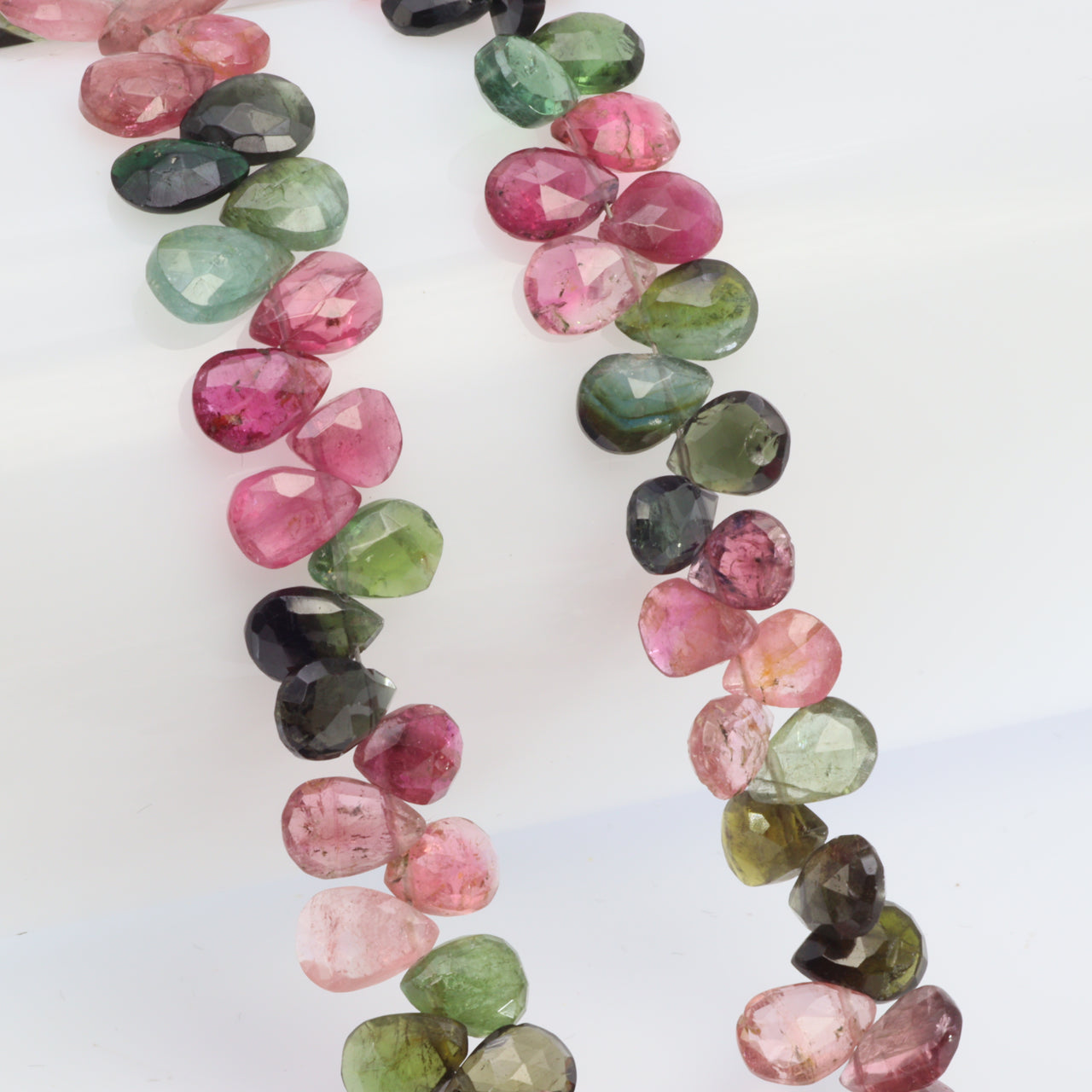 Watermelon Tourmaline 7x5mm Faceted Pear Shaped Briolettes