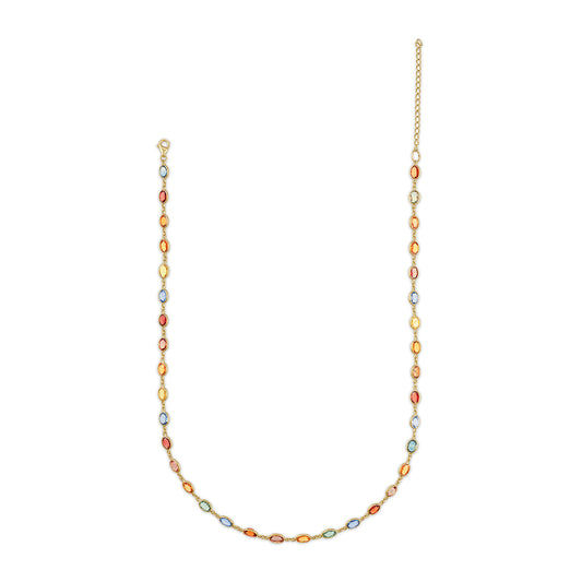 18K Bezeled Multi Sapphire Necklace