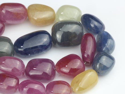 Multi Sapphire 12x10mm - 14x12mm Smooth Nuggets Bead Strand