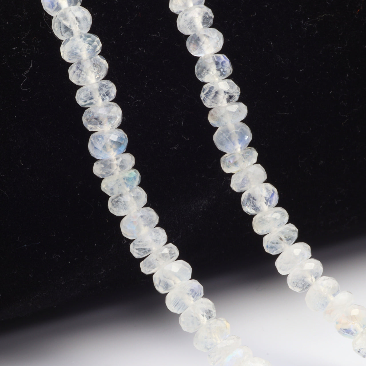 Blue Rainbow Moonstone 4.5mm Faceted Rondelles