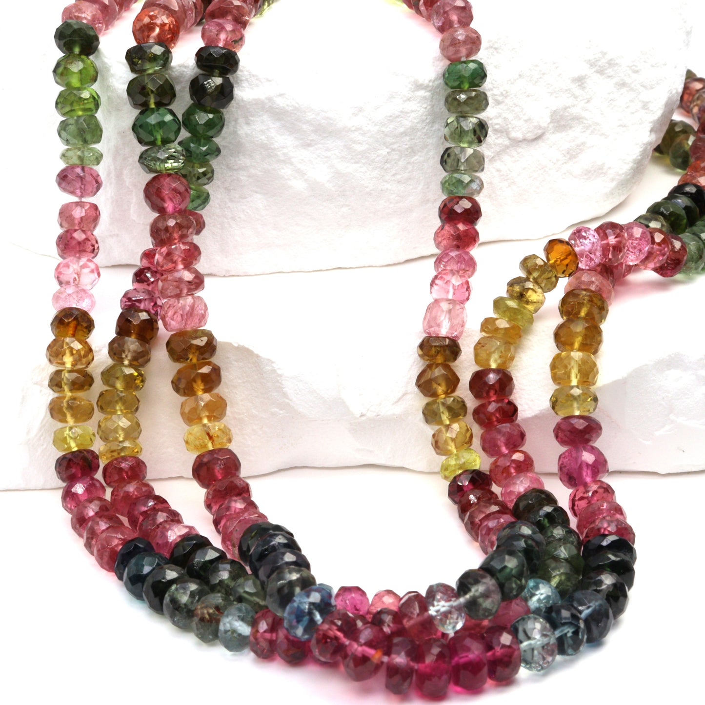 Watermelon Tourmaline 5.5mm Faceted Rondelles Bead Strand