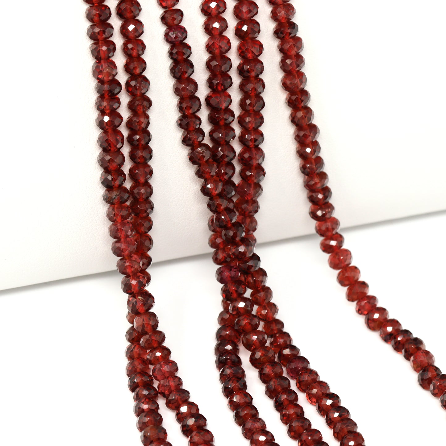 Red Garnet 4mm Hand Faceted Rondelles Bead Strand