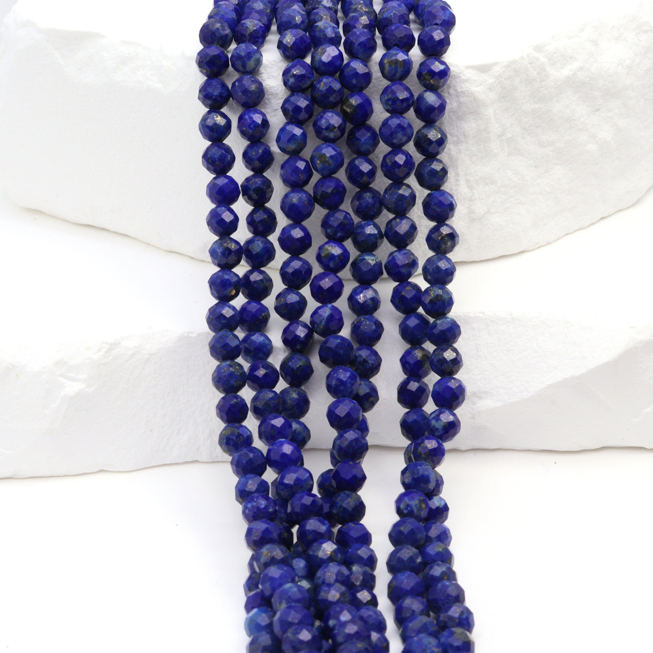 Royal Blue Lapis Lazuli 4mm Faceted Rounds Bead Strand