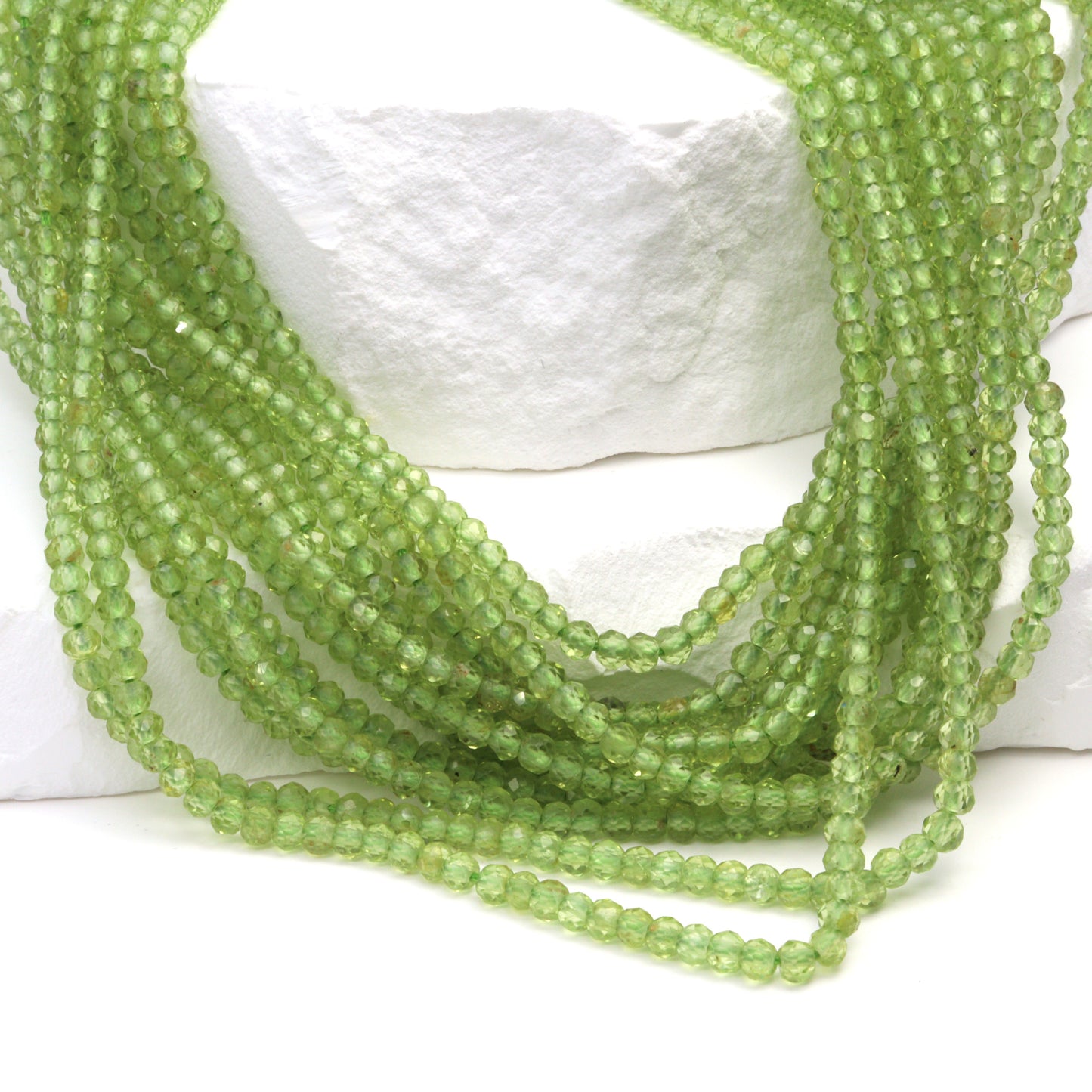 Green Peridot 2.5mm Faceted Rondelles Bead Strand
