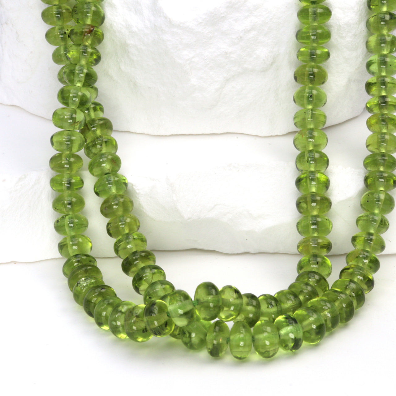 AA Green Peridot 6mm Smooth Rondelles Bead Strand