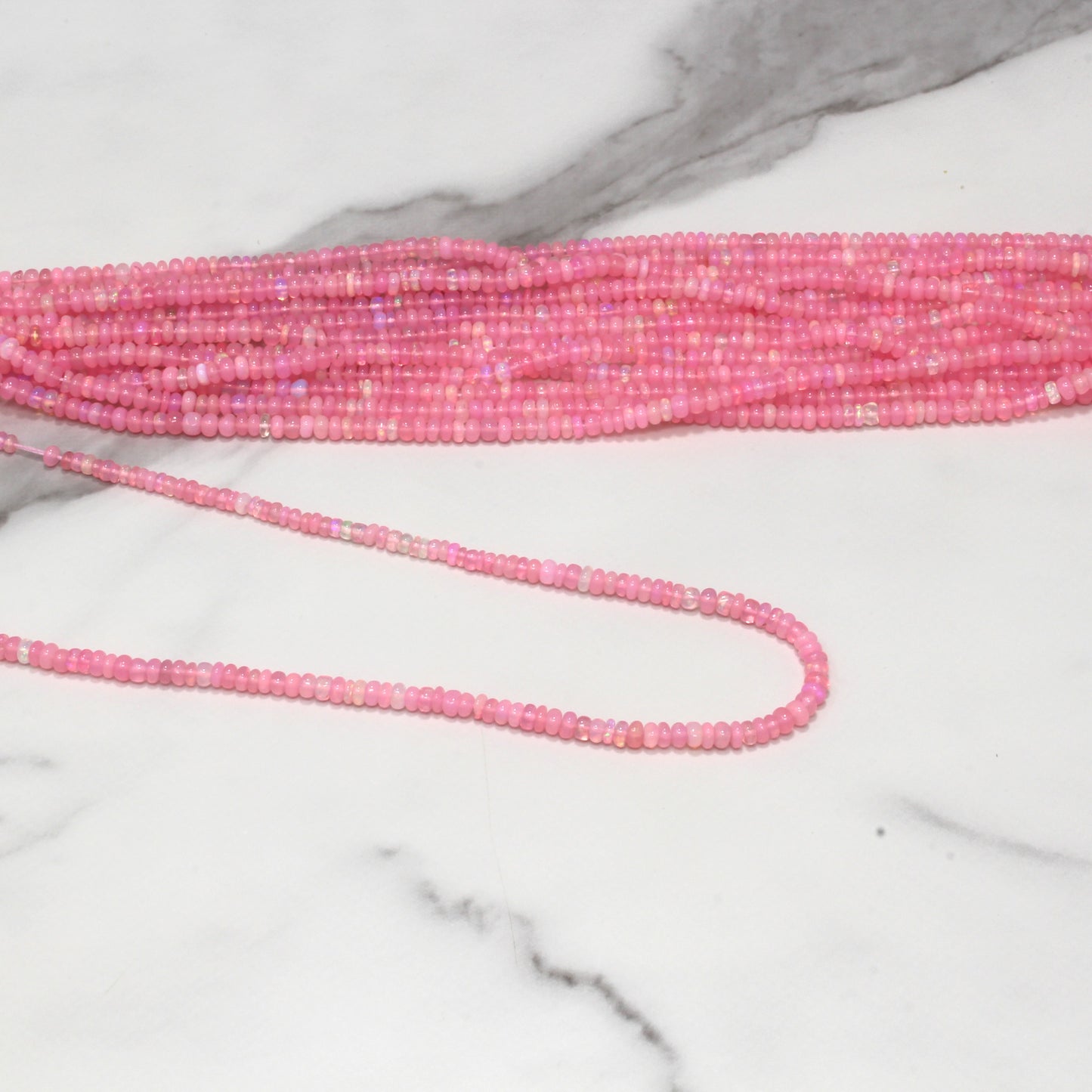 Pink Ethiopian Opal 4mm Smooth Rondelles Bead Strand