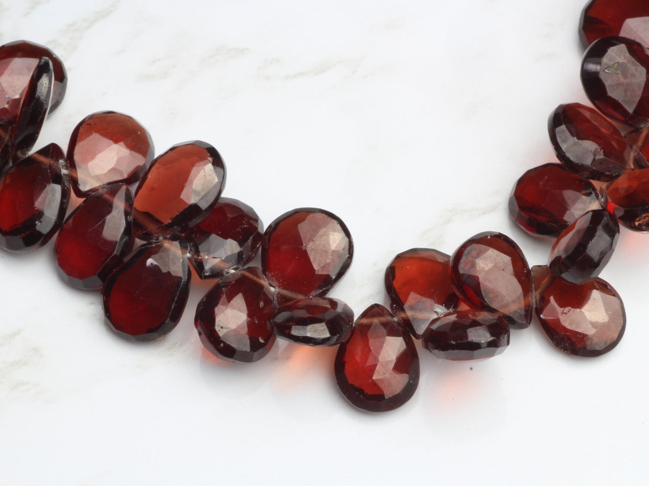 Red Garnet 9x6mm Faceted Pear Shaped Briolettes