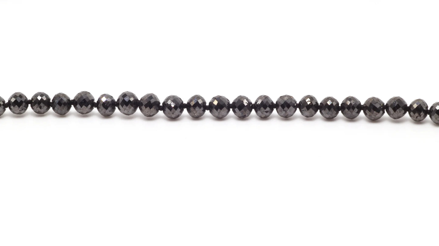 18k Black Diamond Knotted Bead Necklace (~40ct)