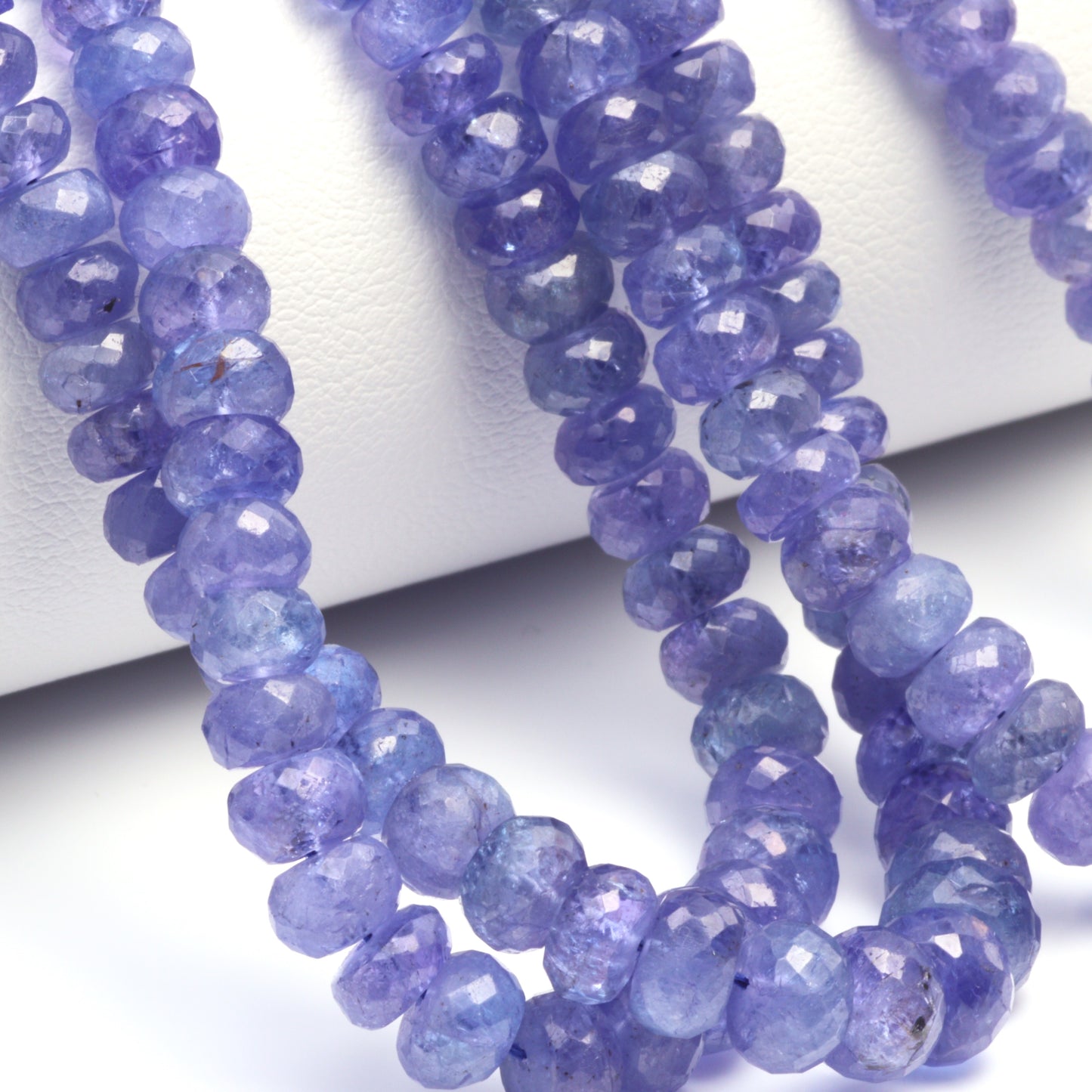 Blue Tanzanite 4mm - 6mm Hand Faceted Rondelles Bead Strand