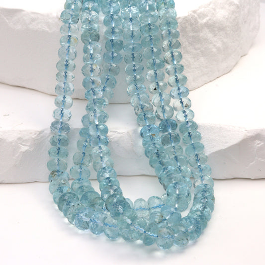 Blue Aquamarine 5.5mm Faceted Rondelles