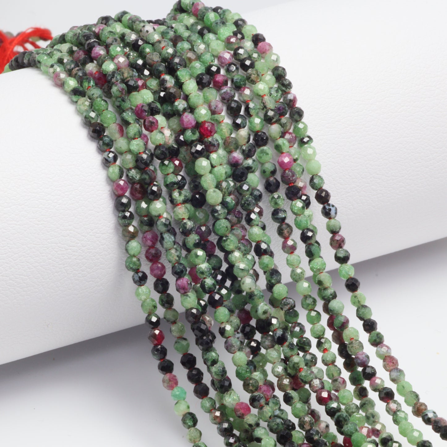 Green and Red Ruby Zoisite 2mm Faceted Rounds