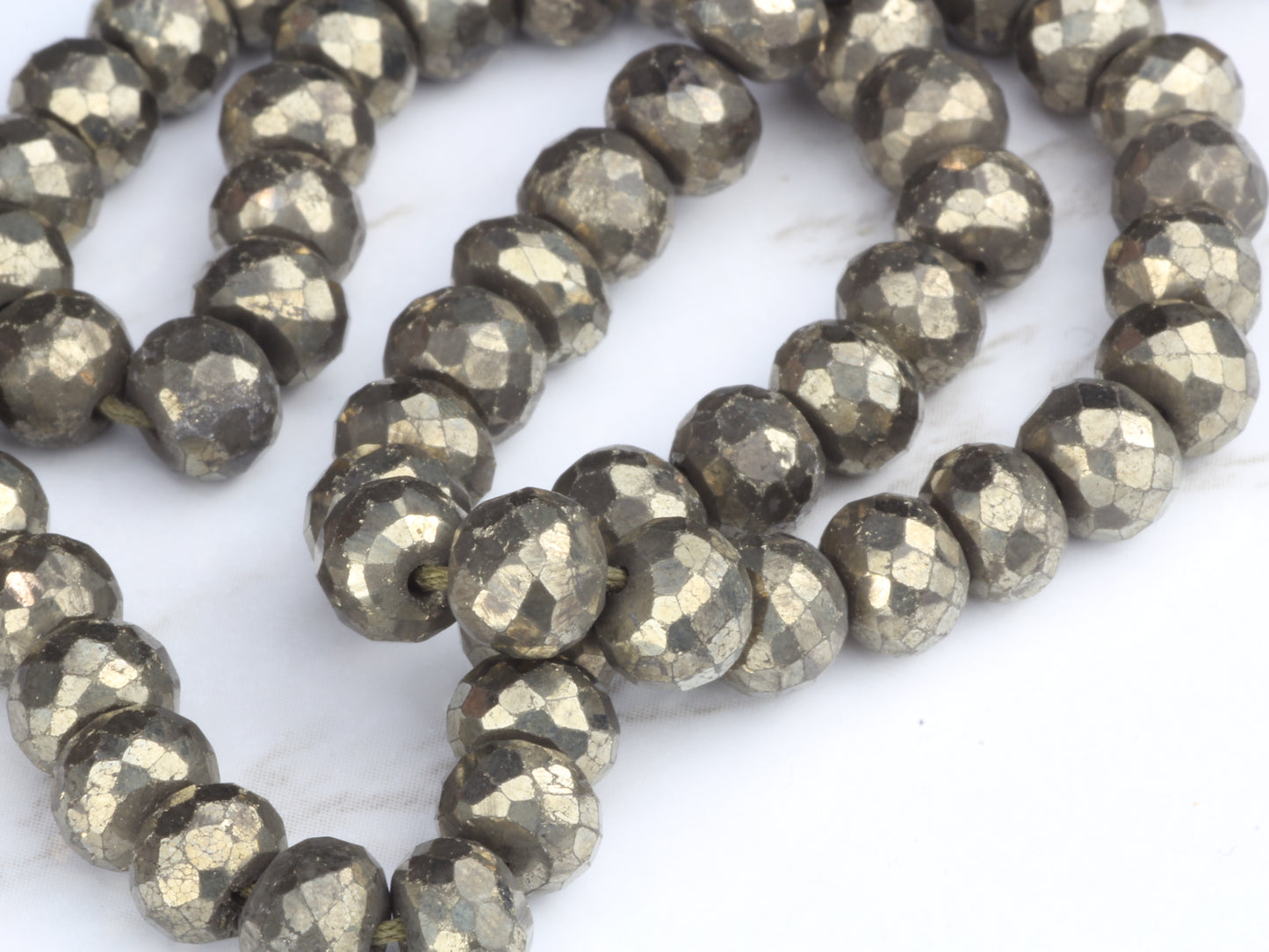 Natural Bronze Pyrite 6mm Faceted Rondelles