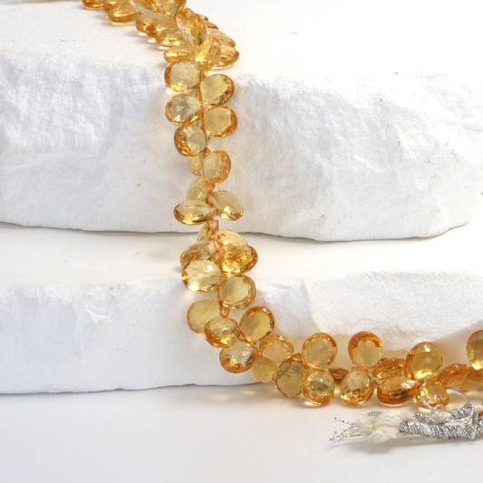Yellow Citrine 7x5mm Faceted Pear Shaped Briolettes