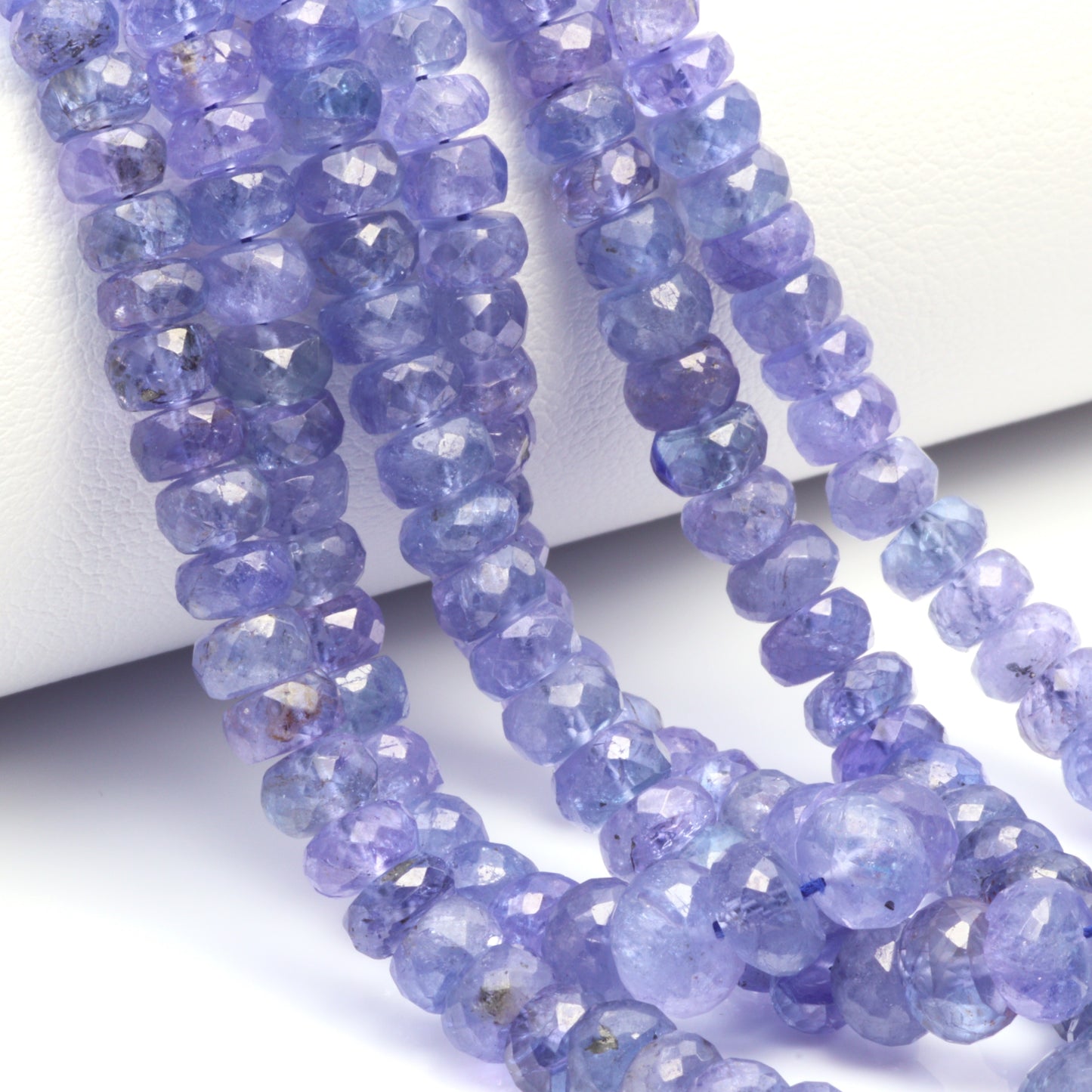 Blue Tanzanite 4mm - 7mm Hand Faceted Rondelles Bead Strand
