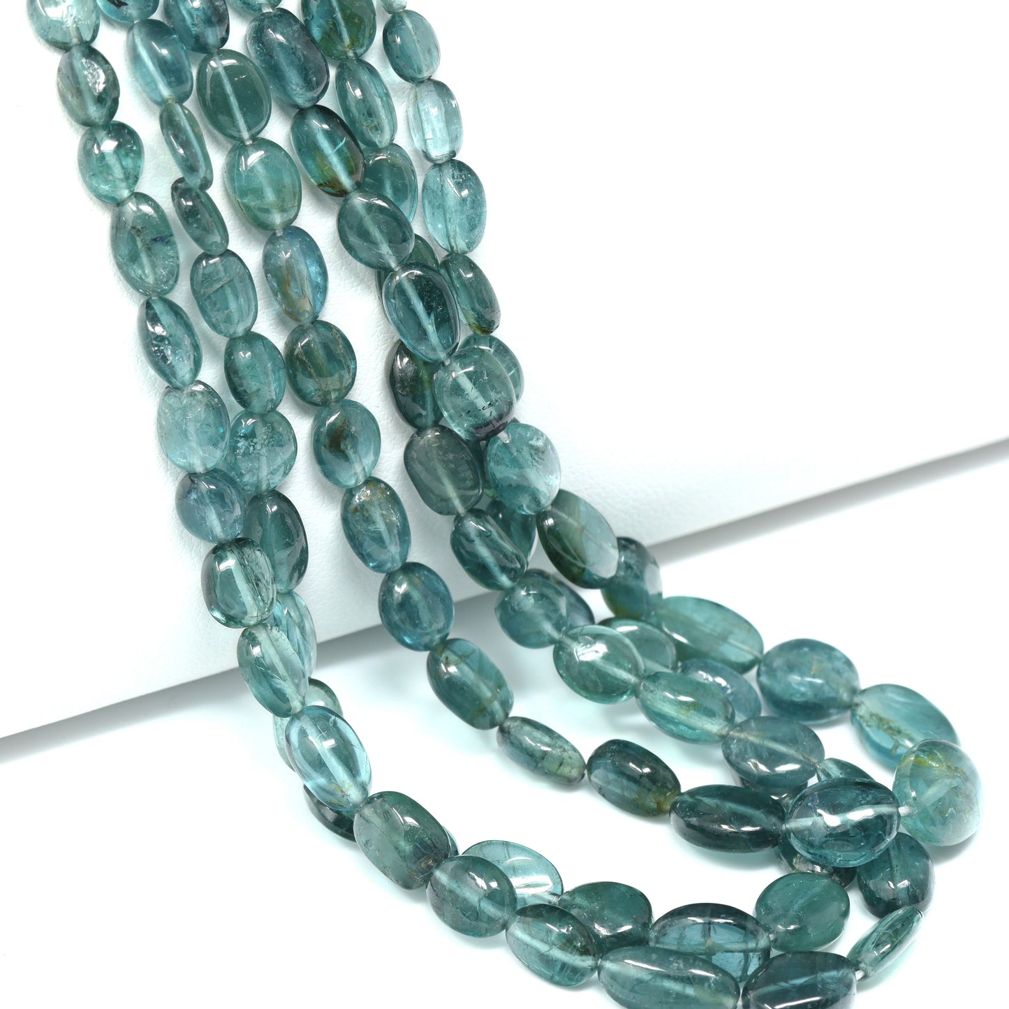 Blue Tourmaline 5x3mm – 8x6mm Smooth Ovals Bead Strand