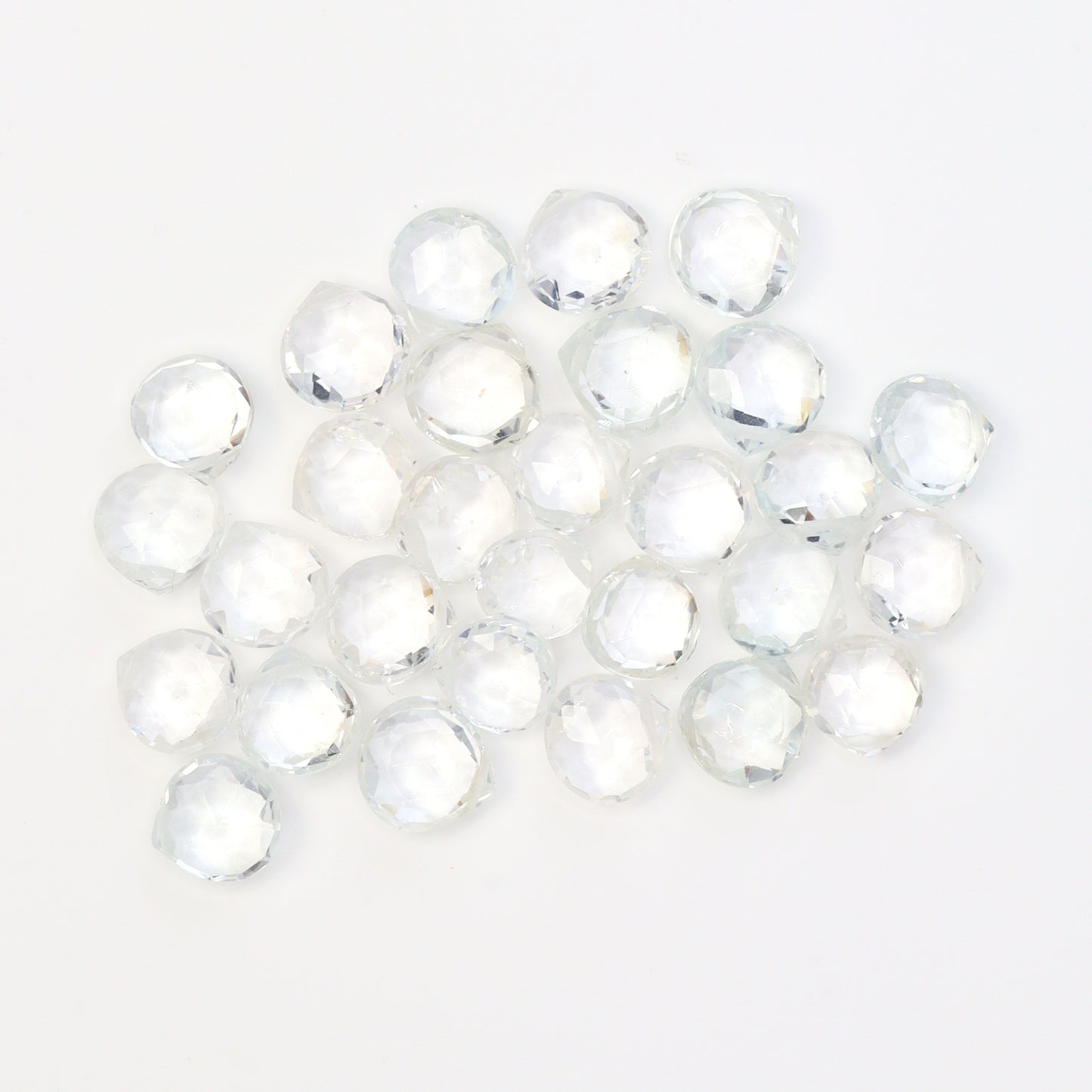 White Topaz 7mm Faceted Heart Shaped Briolettes Loose Beads