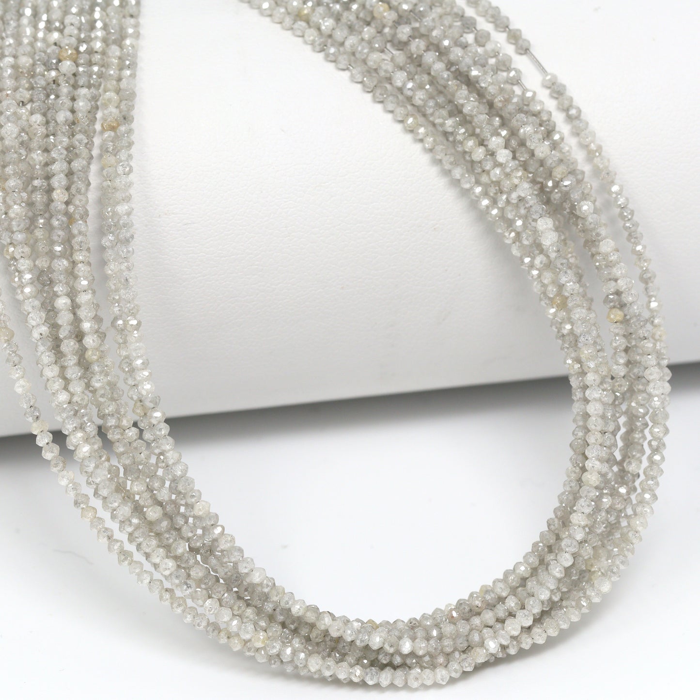 Gray Diamond 1.6mm Hand Faceted Rondelles Bead Strand
