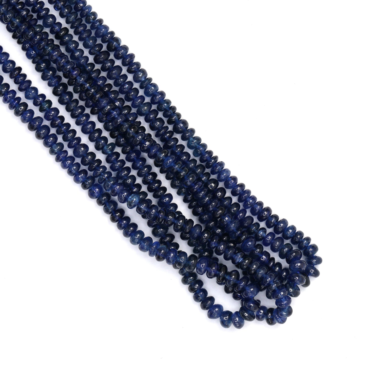 Navy Blue Sapphire 3mm - 3.5mm Smooth Rondelles Bead Strand