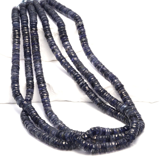 Blue Iolite 6mm Faceted Tires Bead Strand