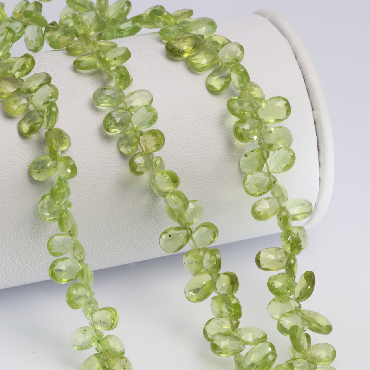 Green Peridot 6x4mm Faceted Pear Shaped Briolettes