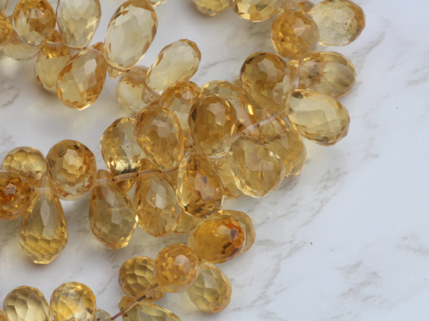 Yellow Citrine 8x5mm Faceted Teardrop Briolettes