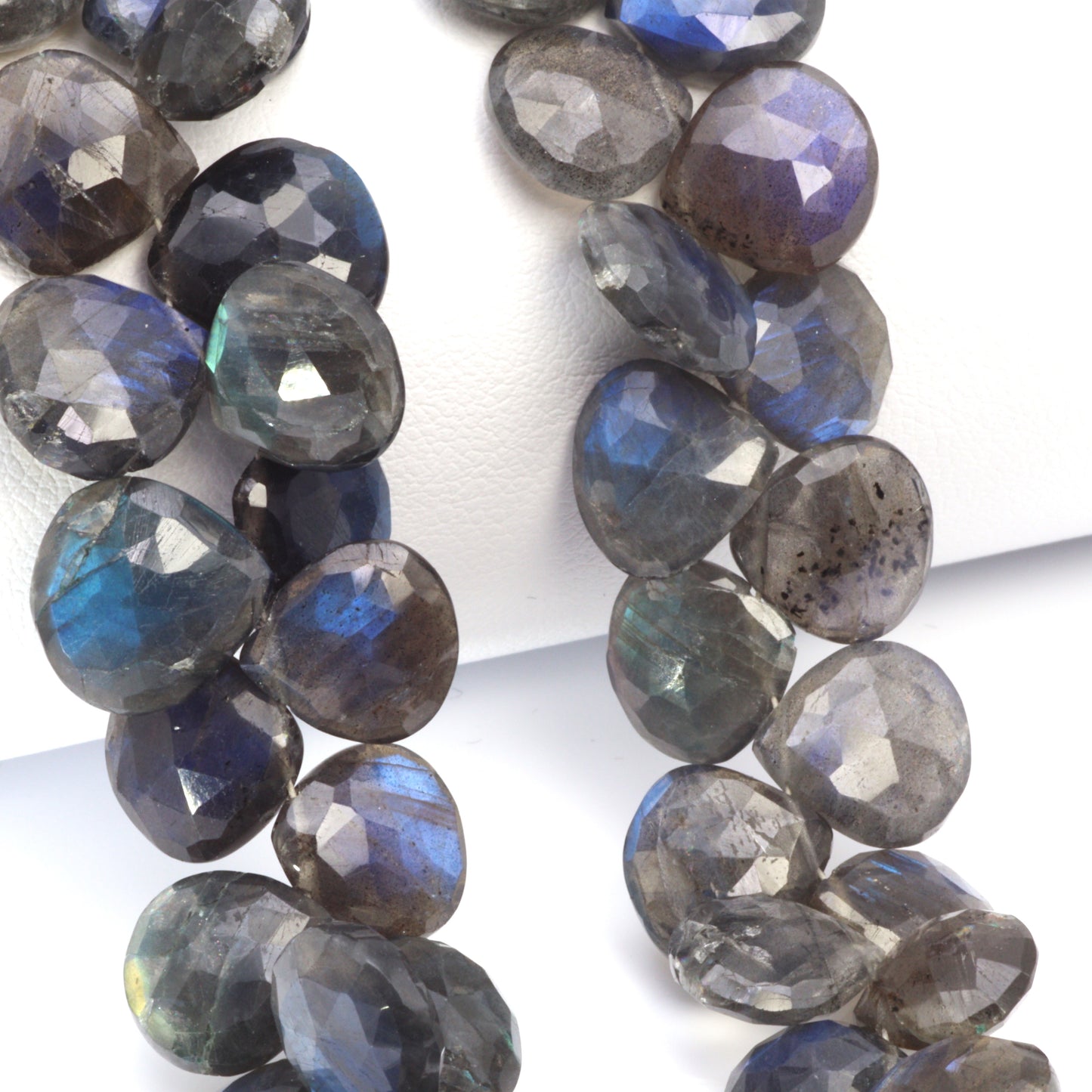AA Dark Blue Labradorite 11mm Faceted Heart Shaped Briolettes