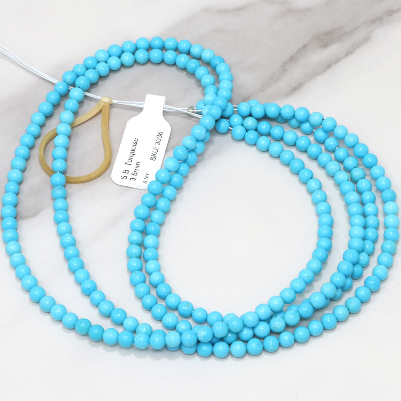 Sleeping Beauty Turquoise 3.5mm Smooth Rounds Bead Strand