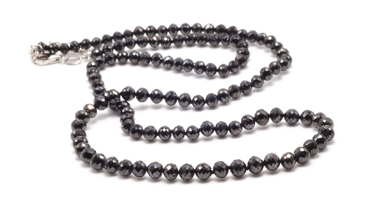 18k Black Diamond Knotted Bead Necklace (~40ct)